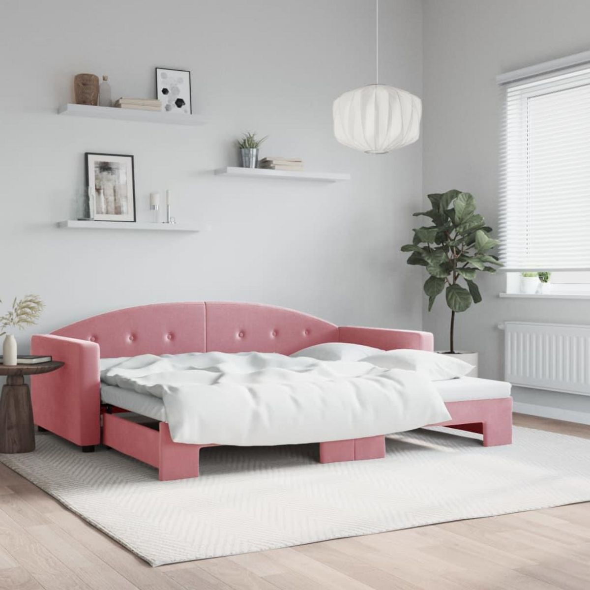 VIDAXL Lit de jour avec gigogne sans matelas rose 90x200 cm