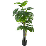 HOMCOM Arbre Monstera Artificiel 150 cm en Pot Décoration de Bureau ou Maison