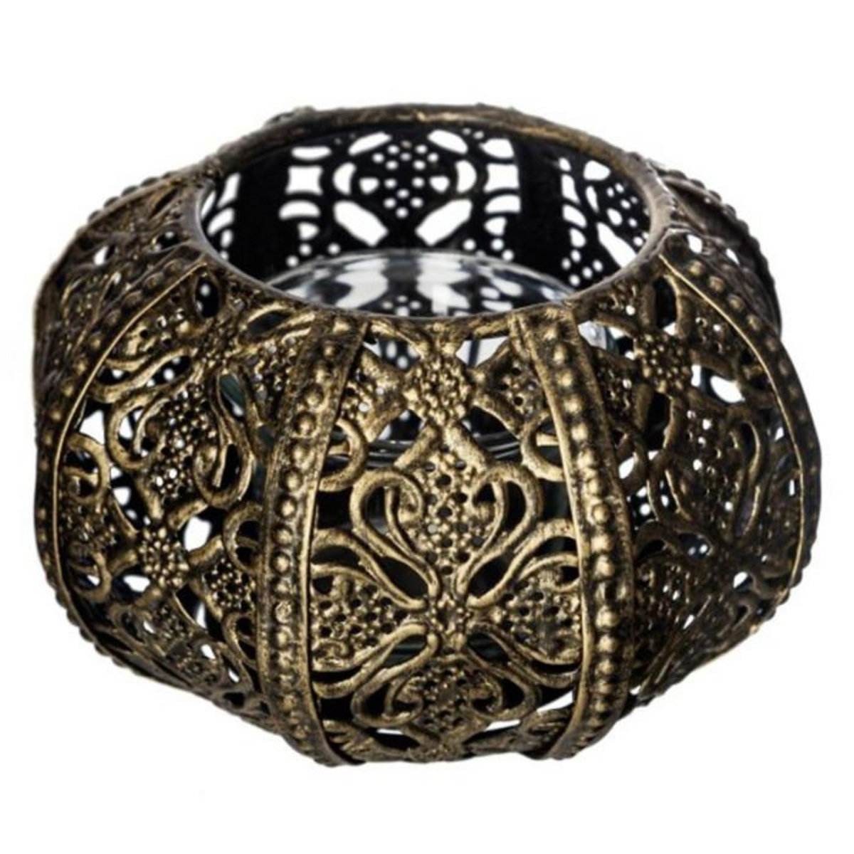 ATMOSPHERA Photophore Ajouré en Métal  Opra  11cm Or