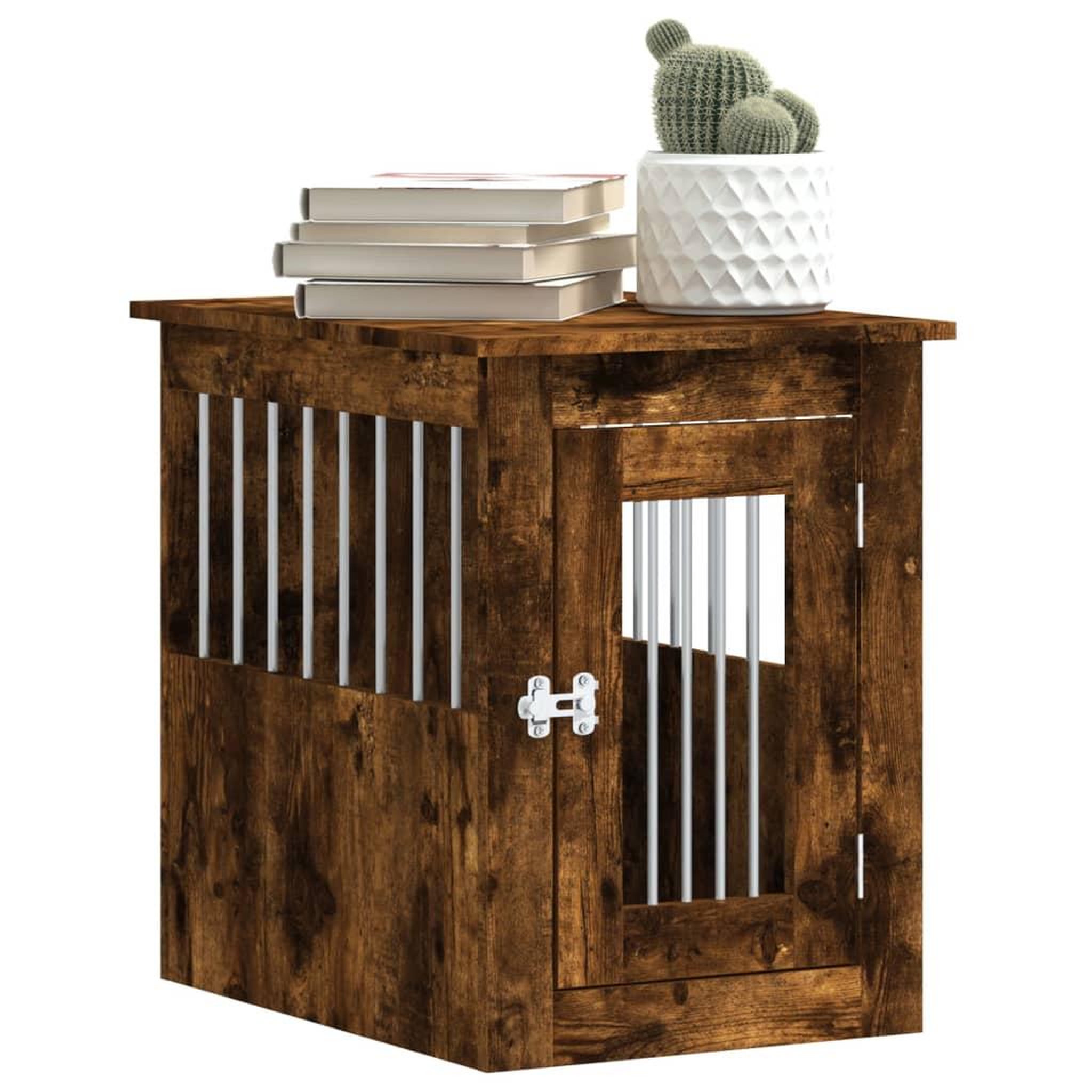 Voir la diapositive 4 : VIDAXL Meuble de cage pour chiens chene fume 45x62x59 cm