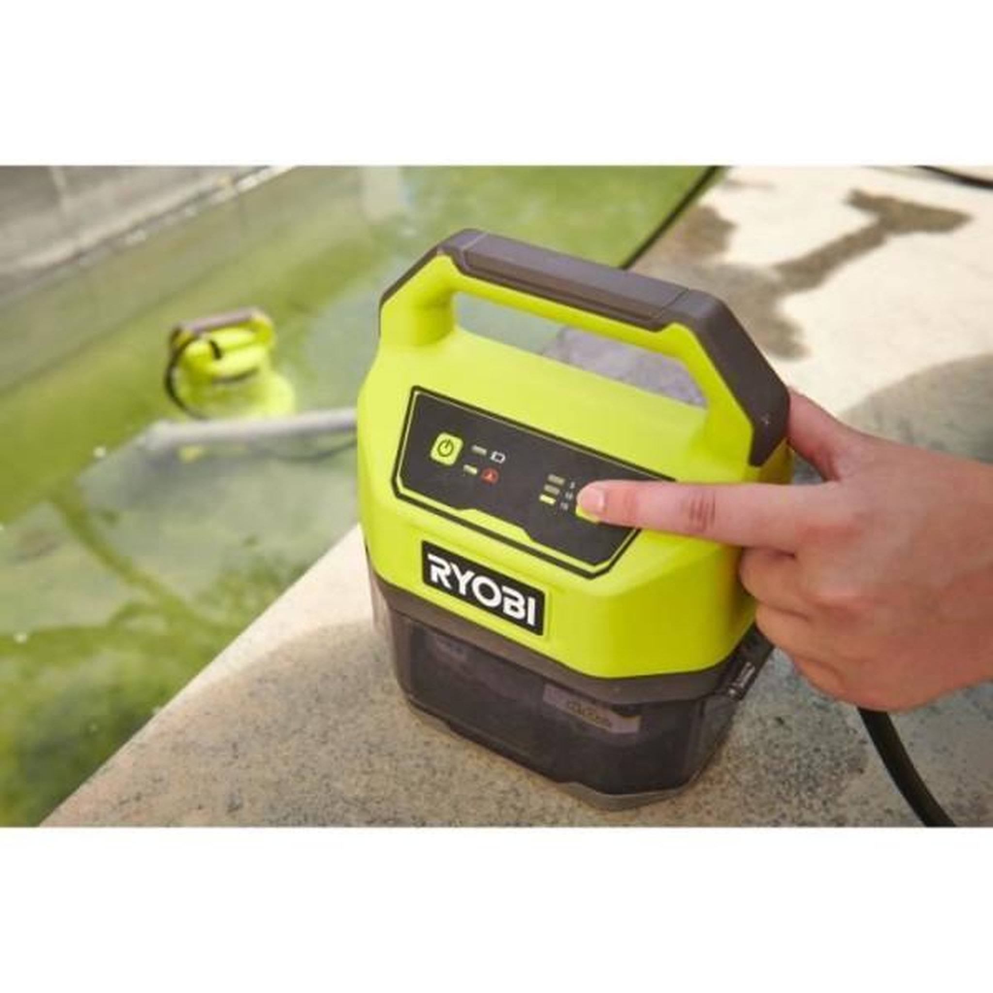 Voir la diapositive 2 : Ryobi RYOBI - Pompe d'évacuation 18V - 4 200 l/h - immersion maxi. 5 m - IPX7 - minuterie 3 réglages - vendue sans batterie - RY18SP