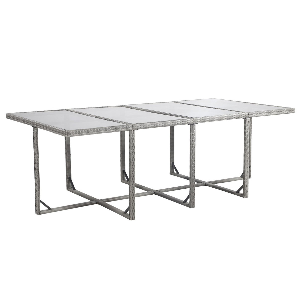 Beau rivage Salon repas de jardin en résine tressée grise 10/12 personnes LAVEZZI