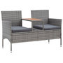 Voir la diapositive 1 : VIDAXL Banc de jardin 2 places et table a the 143 cm poly rotin gris