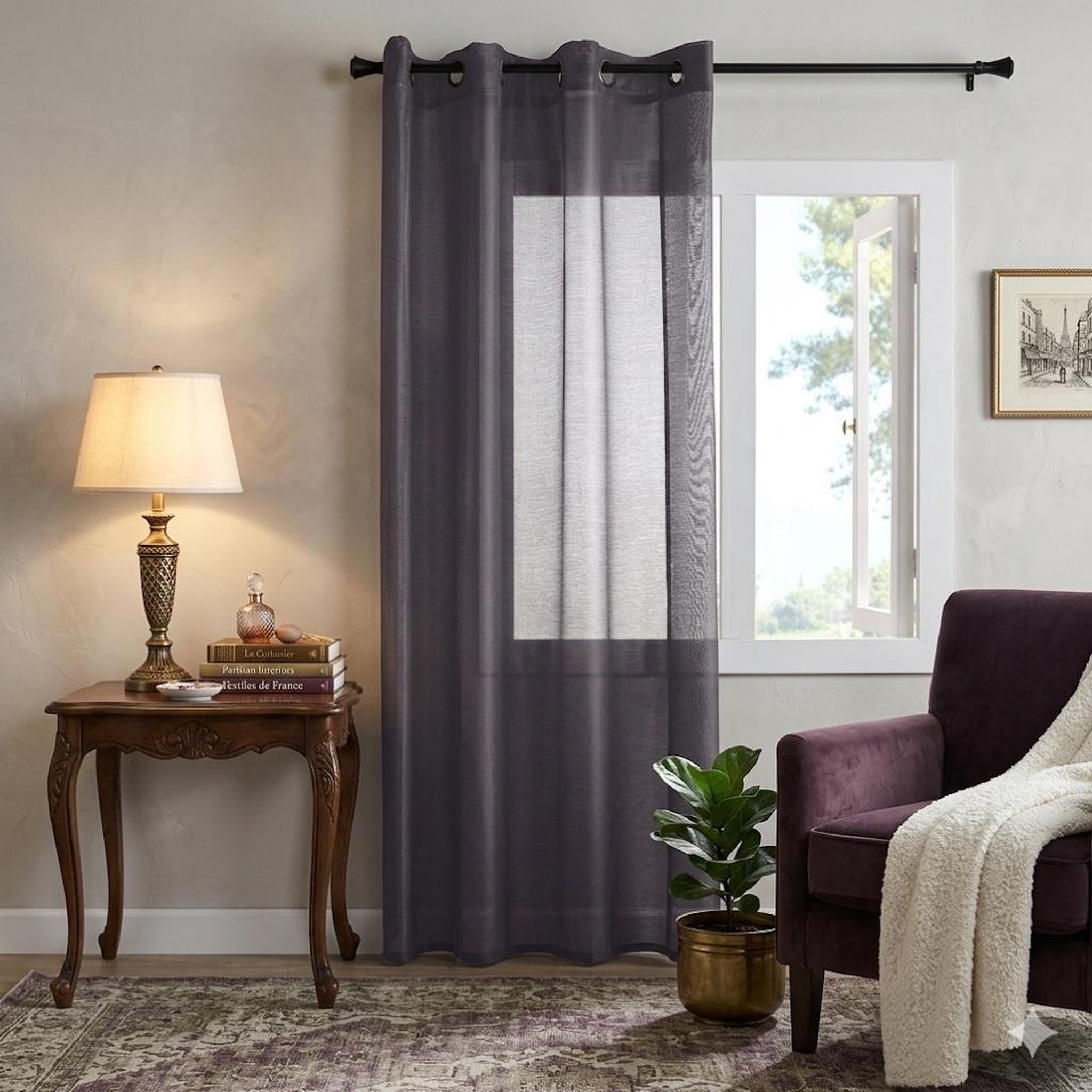 Voir la diapositive 2 : Eden Voilage a oeillets linwood design et moderne