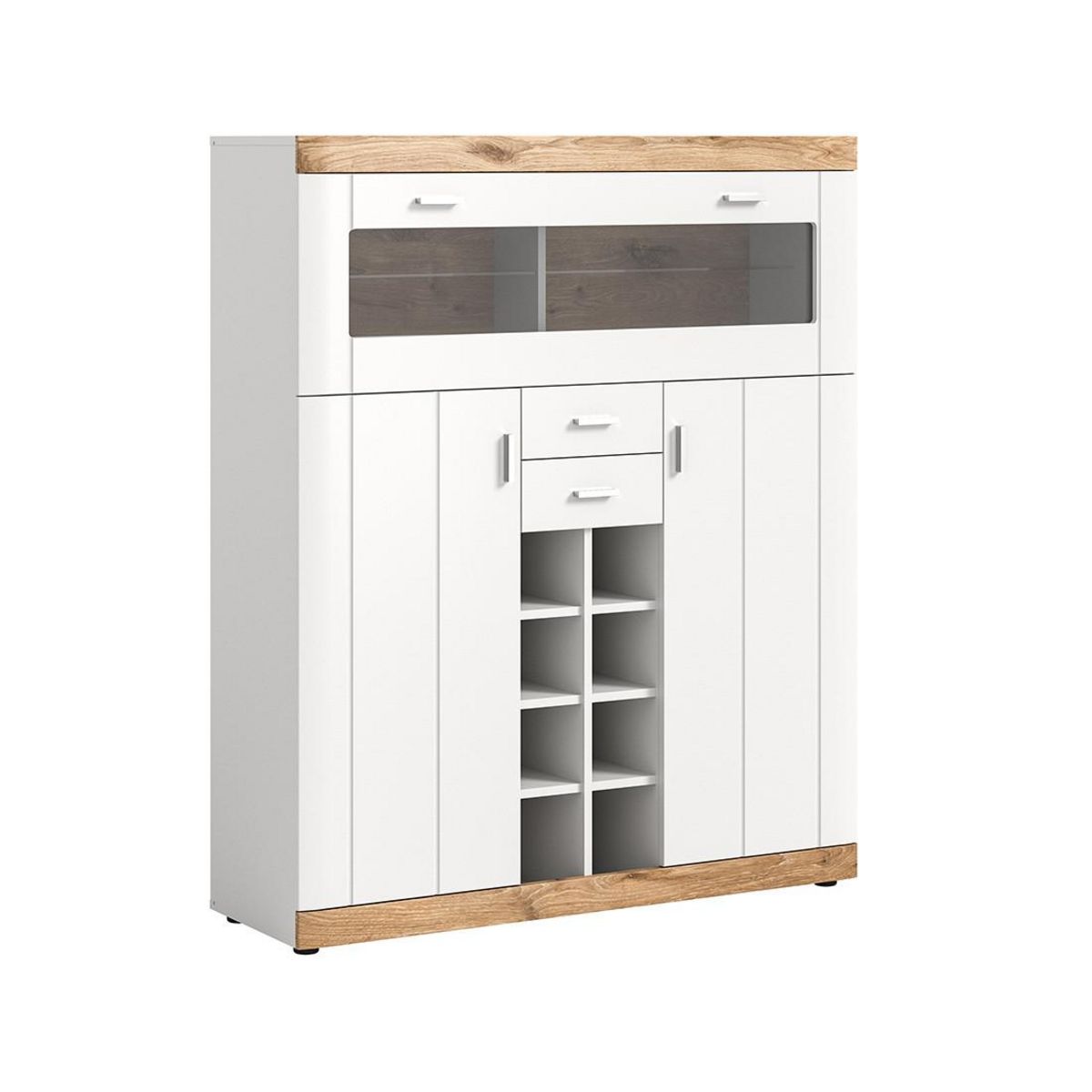 BEST MOBILIER Coventry - buffet haut - blanc et effet bois - 142 cm