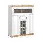 Voir la diapositive 1 : BEST MOBILIER Coventry - buffet haut - blanc et effet bois - 8 niches, 3 portes et 2 tiroirs - 142 cm