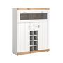 Voir la diapositive 1 : BEST MOBILIER Coventry - buffet haut - blanc et effet bois - 142 cm
