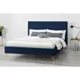 CONCEPT USINE Cadre de lit en velours bleu & pieds laiton 140x190 cm RIVERSIDE
