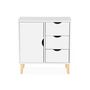 Voir la diapositive 6 : SWEEEK Commode enfant. 1 porte et 3 tiroirs. 2 étagères. blanc. pieds en pin