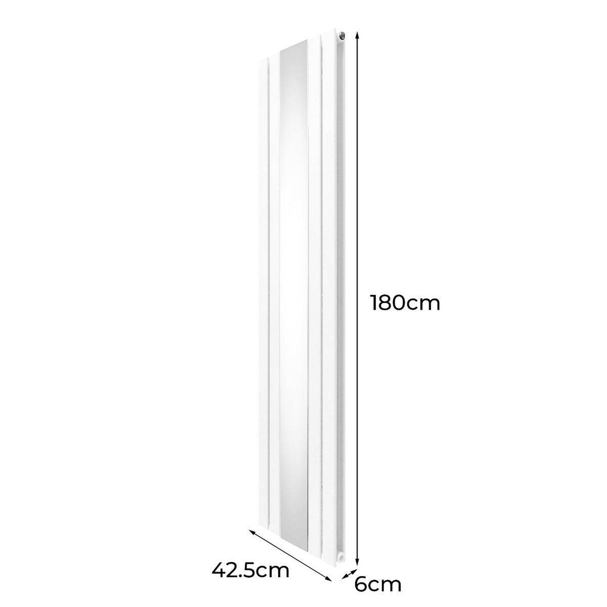 Voir la diapositive 5 : MONSTERSHOP Radiateur plat à miroir & vannes, 2 panneaux - 1800 x 425 mm