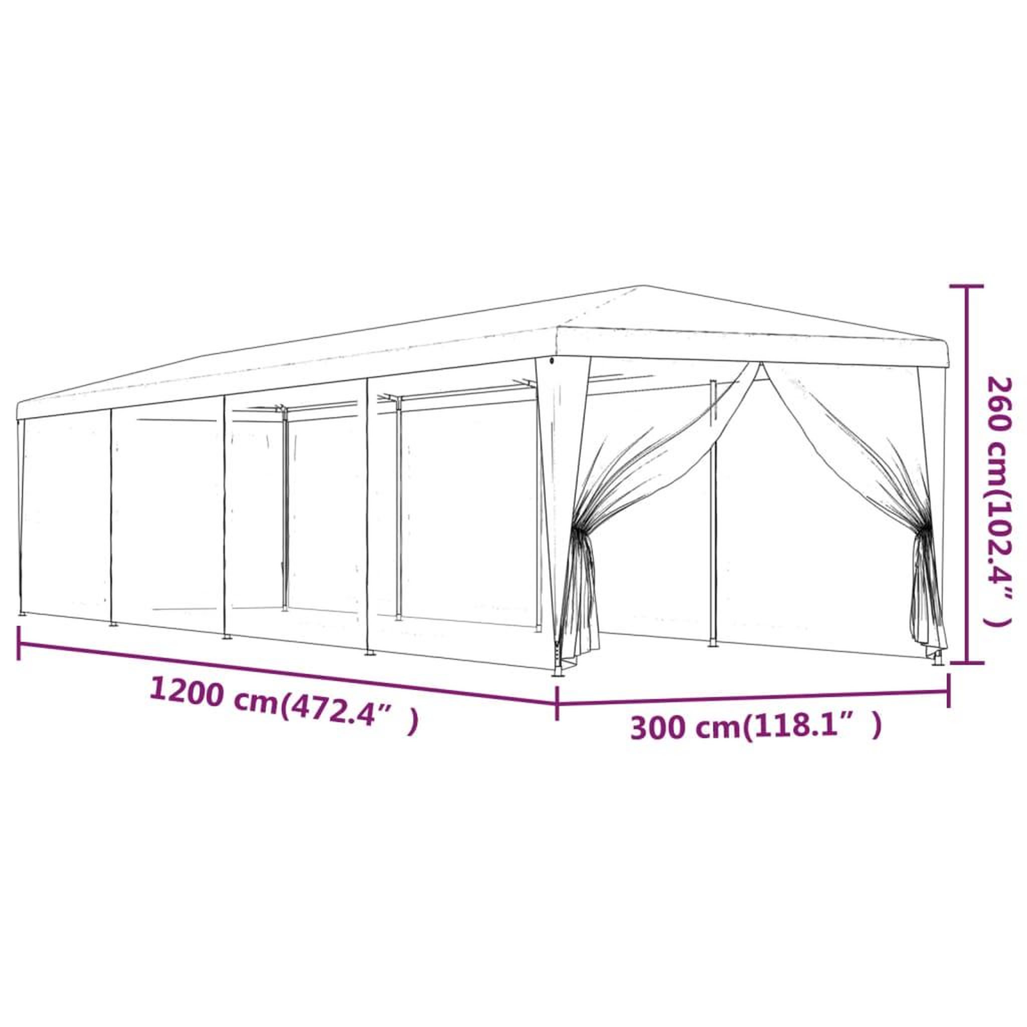 Voir la diapositive 6 : VIDAXL Tente de fete et 10 parois laterales en maille Anthracite 3x12m