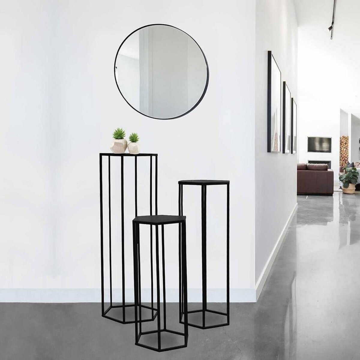 The Home Deco Factory Lot de 3 sellettes gigognes métal noir