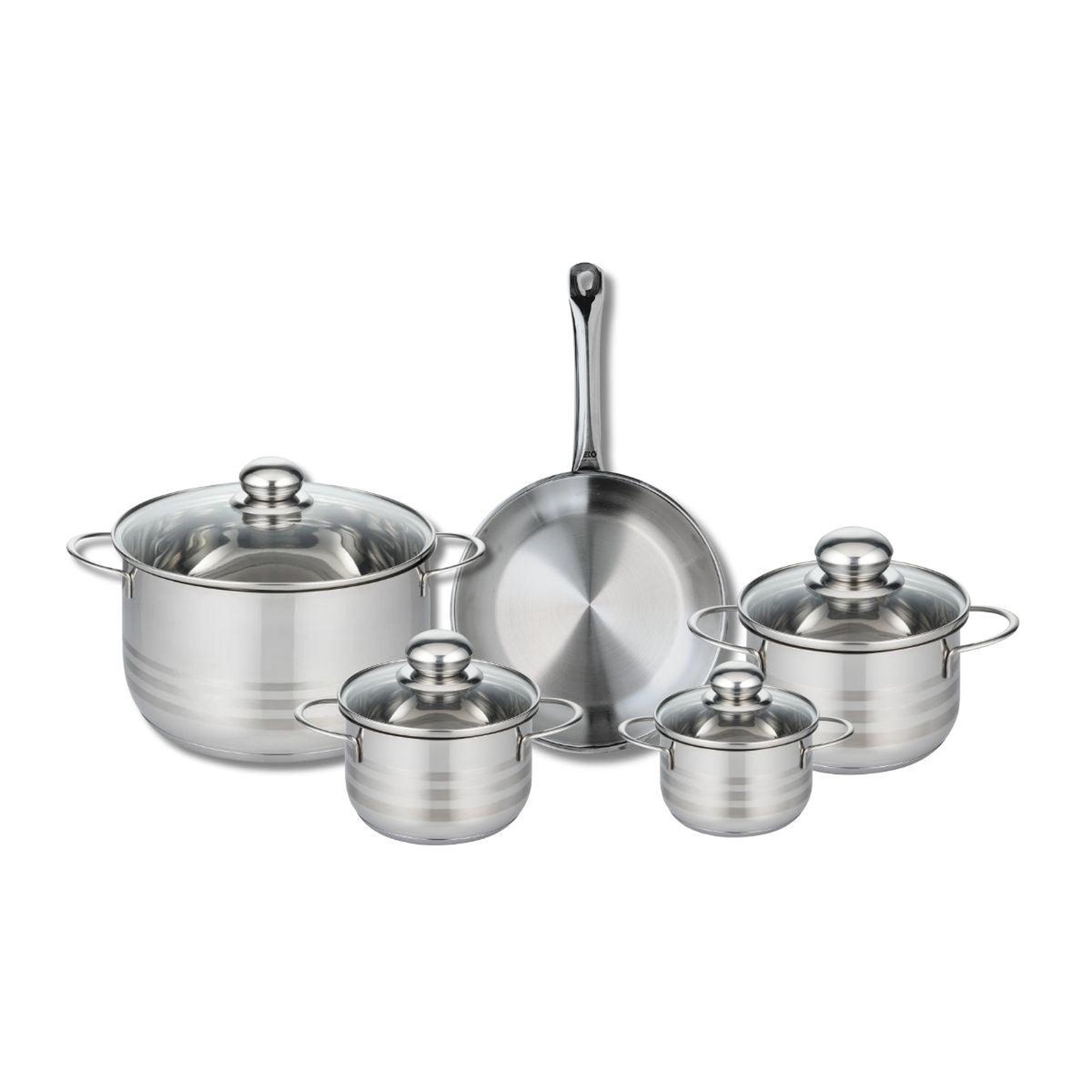 ELO Ensemble de 1 poêle de cuisson 24 cm et 4 faitouts 12, 14, 16 et 24 cm elo profi brillant
