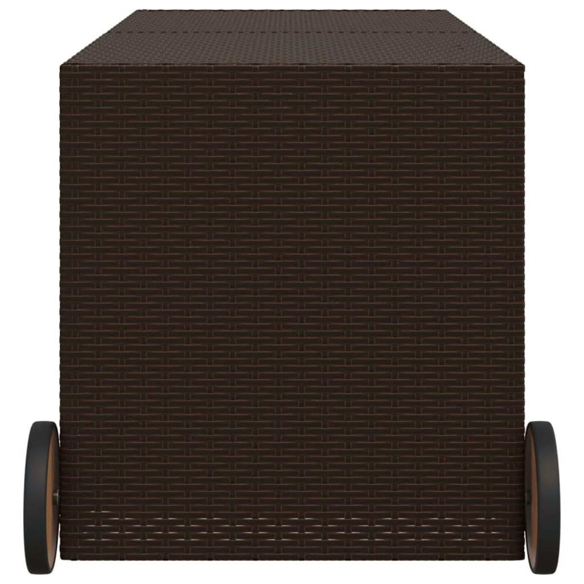 VIDAXL Boîte de rangement de jardin et roues marron 283L poly rotin