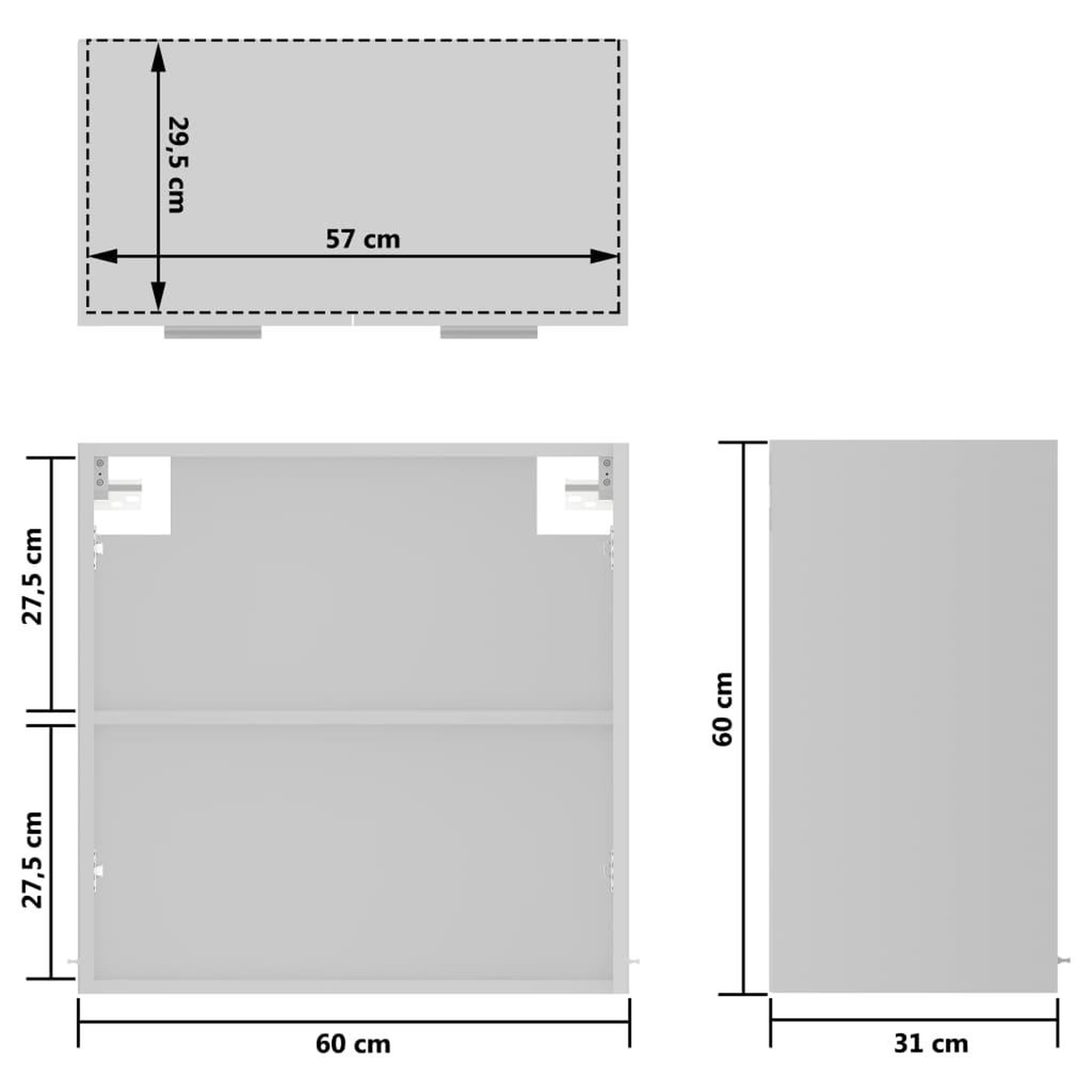 Voir la diapositive 6 : VIDAXL Armoire en verre suspendue Blanc 60x31x60 cm Bois ingenierie