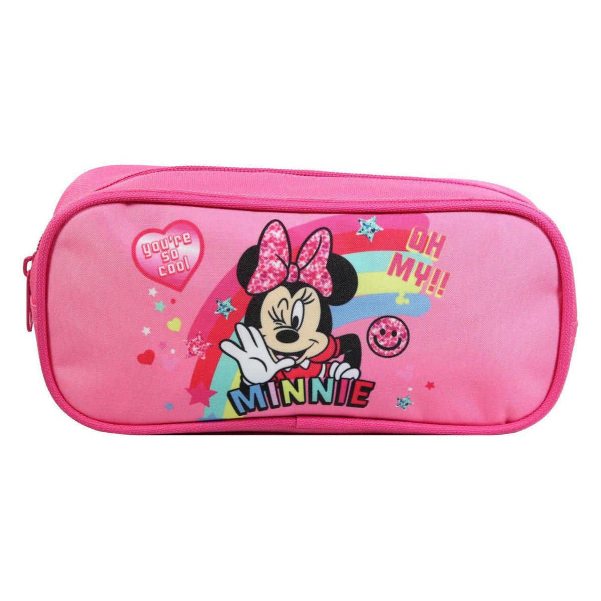 Bagtrotter BAGTROTTER Trousse scolaire rectangulaire Disney Minnie Rose Arc en ciel