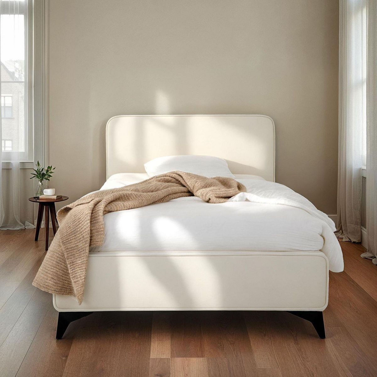 IDIMEX Lit simple RAVELLO 90 x 190 cm, revêtement en tissu