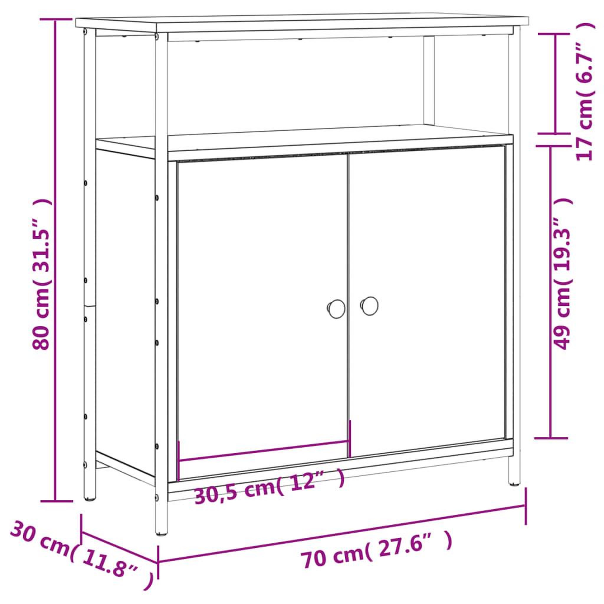 Voir la diapositive 6 : VIDAXL Buffet chene sonoma 70x30x80 cm bois d'ingenierie