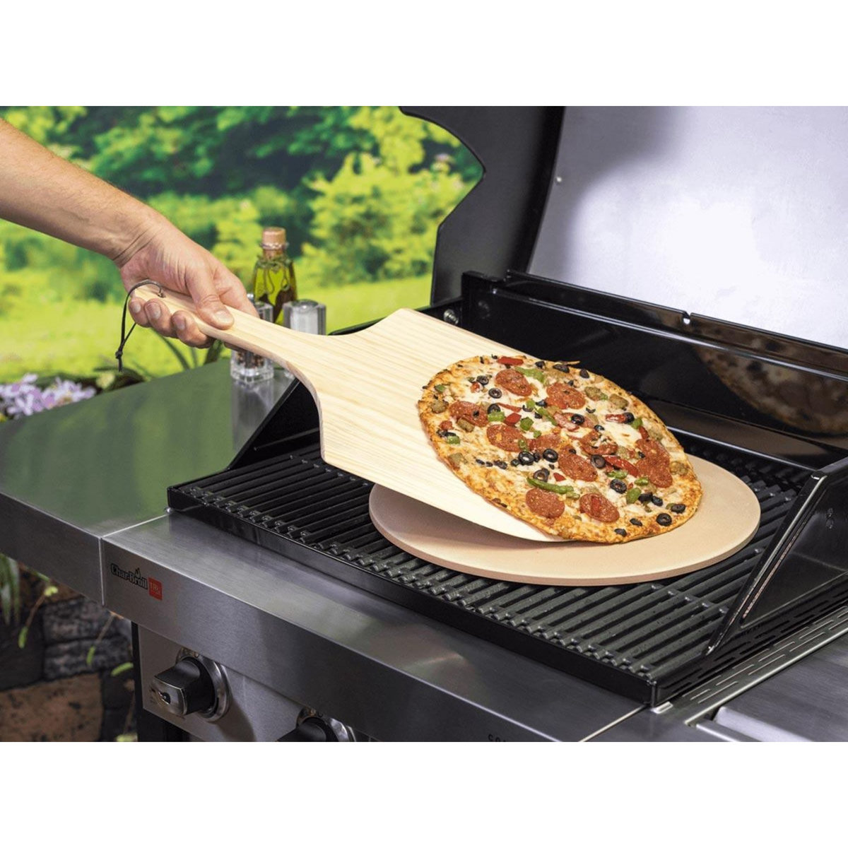 CHAR-BROIL Kit pierre à pizza et planche en bois - Char-Broil