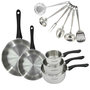 Voir la diapositive 1 : Fackelmann Set 2 poêles 20 et 28 cm, 3 casseroles en inox et 6 ustensiles inox Fackelmann Geneva