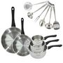 Voir la diapositive 1 : Fackelmann Set 2 poêles 20 et 28 cm, 3 casseroles en inox et 6 ustensiles inox Fackelmann Geneva