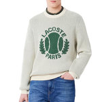 Lacoste Pull Ecru/Vert Homme Lacoste Heritage Jacquard. Coloris disponibles : Beige