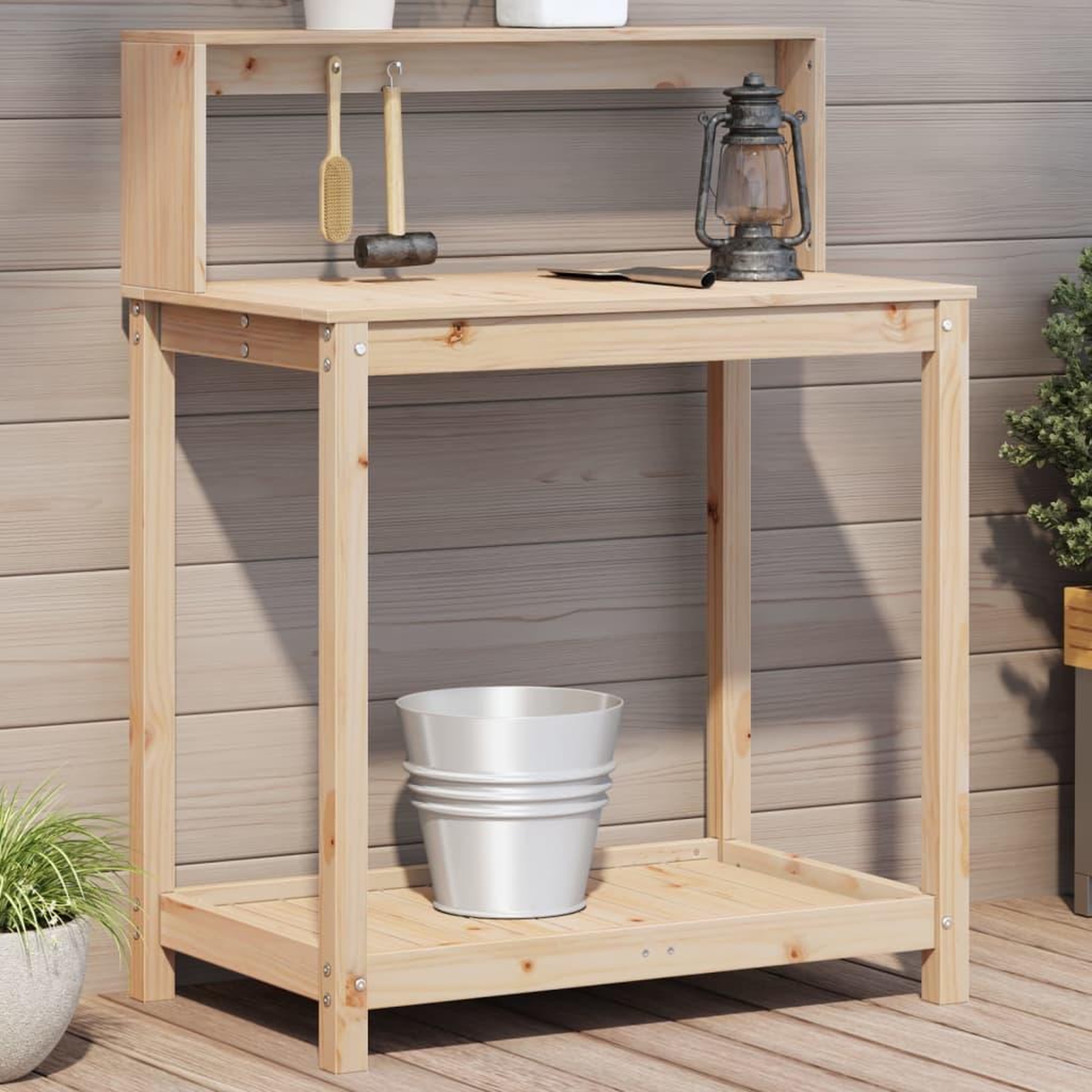 VIDAXL Table de rempotage et etageres 82,5x50x109,5 cm bois massif pin