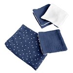 Paris Prix Lot de 5 Débarbouillettes Bébé  Pochon  11cm Bleu Foncé
