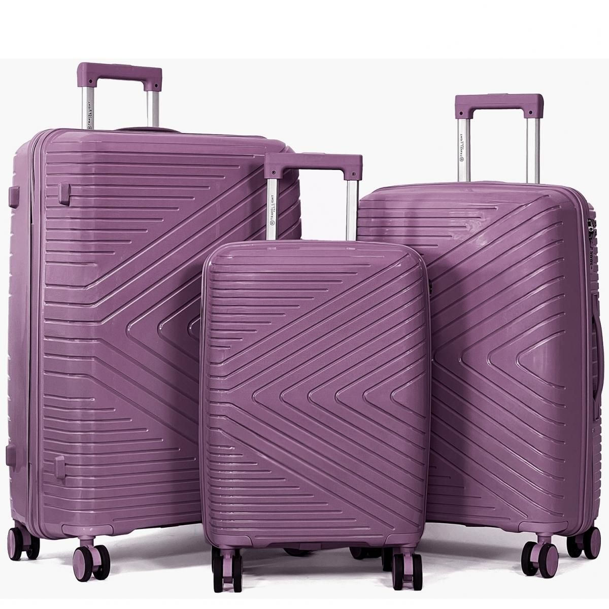 Bleucerise Lot 3 valises rigides dont 1 valise cabine Travel Light TSA Polypropylène