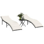 VIDAXL Chaises longues lot de 2 avec table noir resine tressee