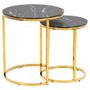 Voir la diapositive 4 : TOILINUX Lot de 2 Tables d'appoint ronde en Marbre et Métal