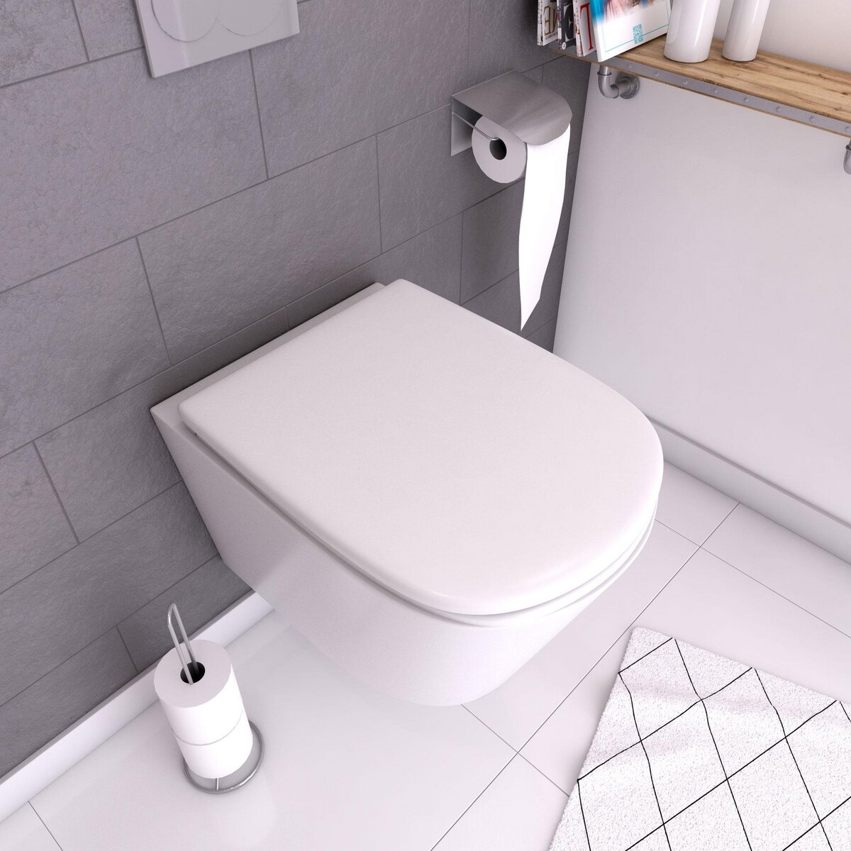 Abattant WC Toilette Frein de Chute 45,5 x 38 x 5 cm Imprimé