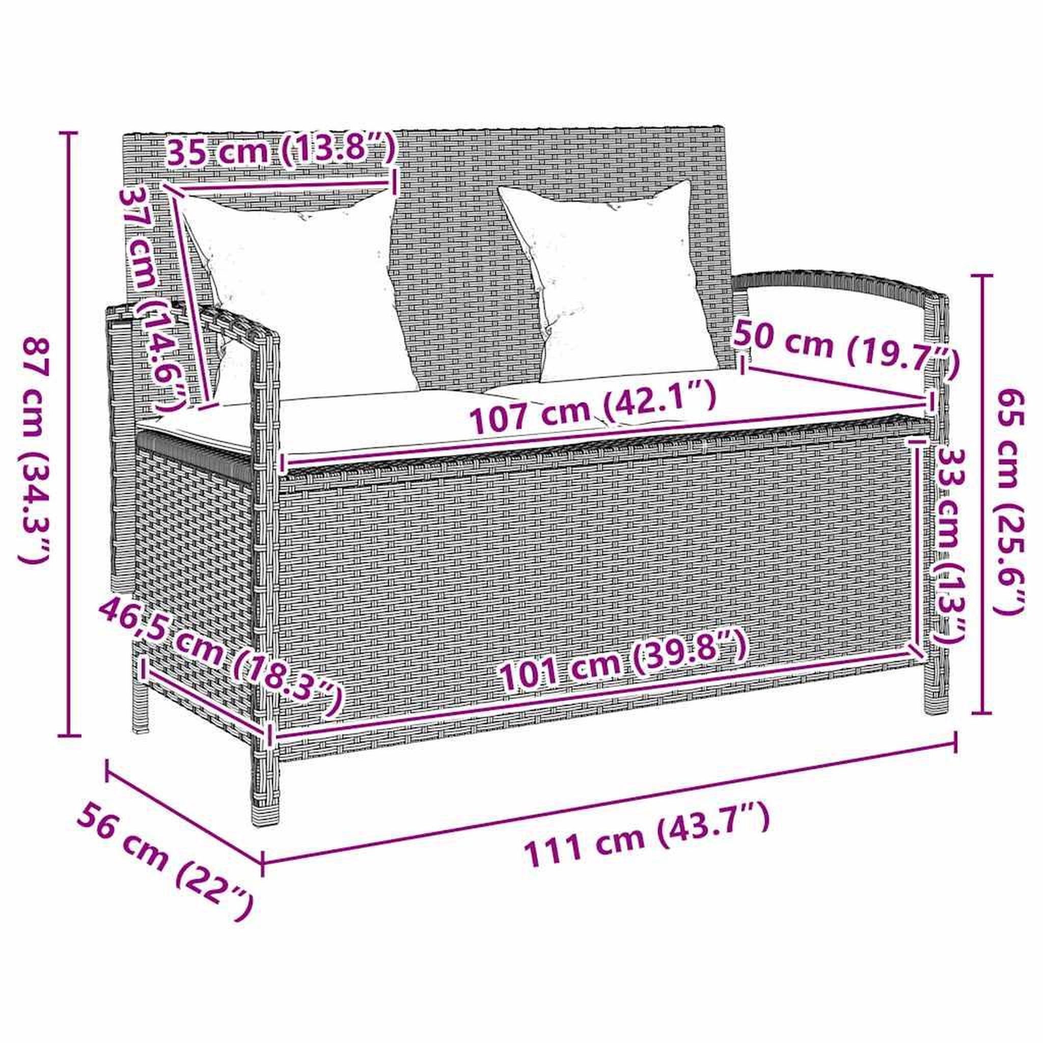 Voir la diapositive 6 : VIDAXL Banc de rangement de jardin avec coussin gris clair polyrotin