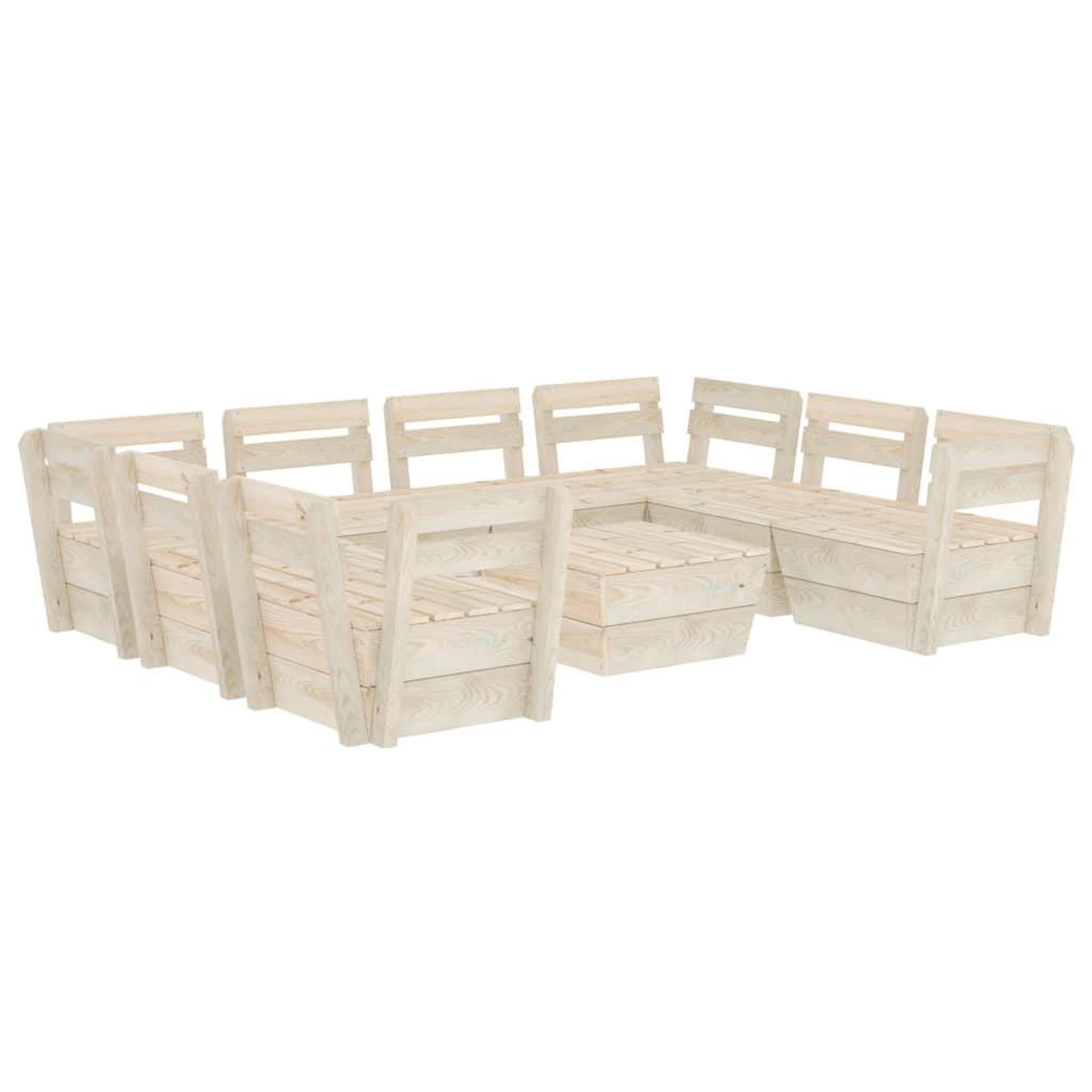 Voir la diapositive 2 : VIDAXL Salon de jardin palette 9 pcs Bois d'epicea impregne