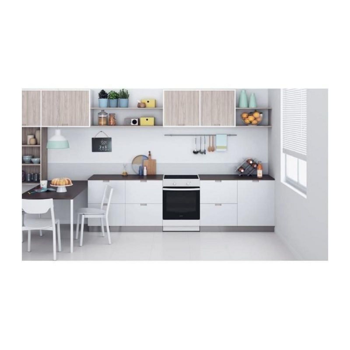 Indesit Cuisiniere a induction - INDESIT - IS67IQ5KCW/E - 3 foyers - 2600 W - 60 cm - Blanc