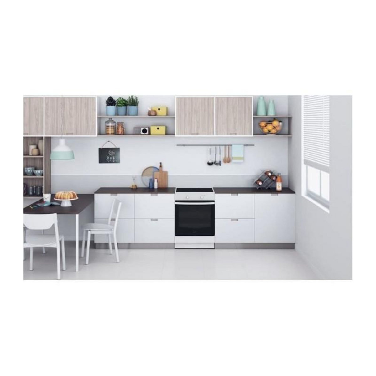 Indesit Cuisiniere a induction - INDESIT - IS67IQ5KCW/E - 3 foyers - 2600 W - 60 cm - Blanc