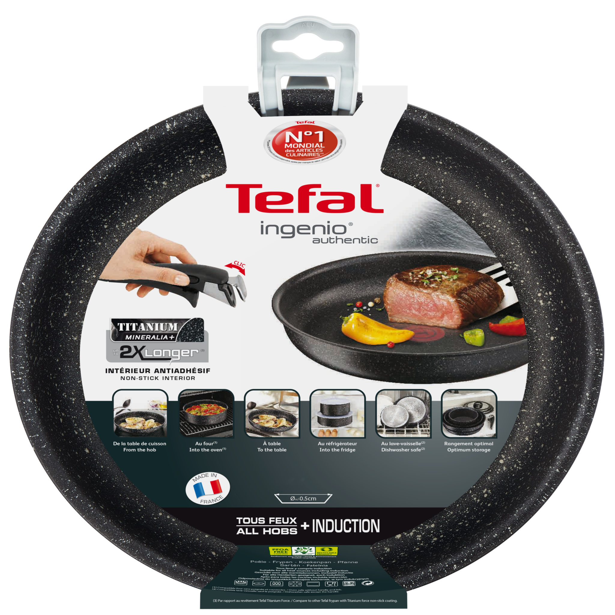 Voir la diapositive 2 : TEFAL Poêle induction ingenio AUTHENTIC 24 cm
