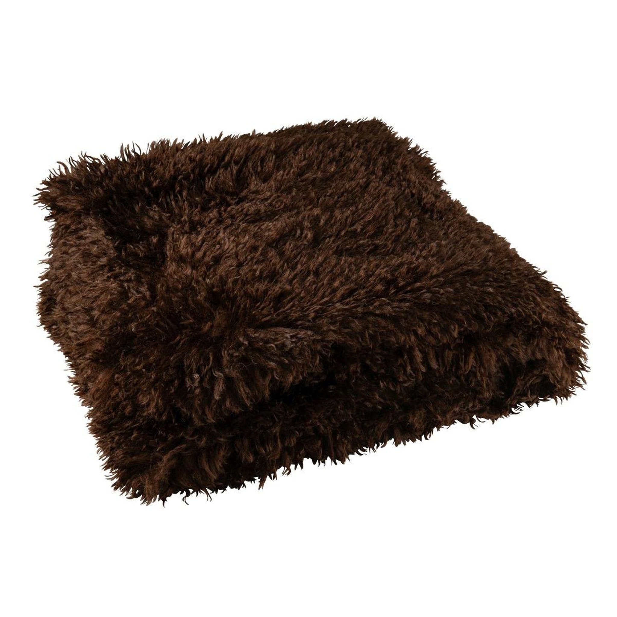 Voir la diapositive 2 : J-LINE Plaid imitation fourrure  moutie  130x180cm marron foncé