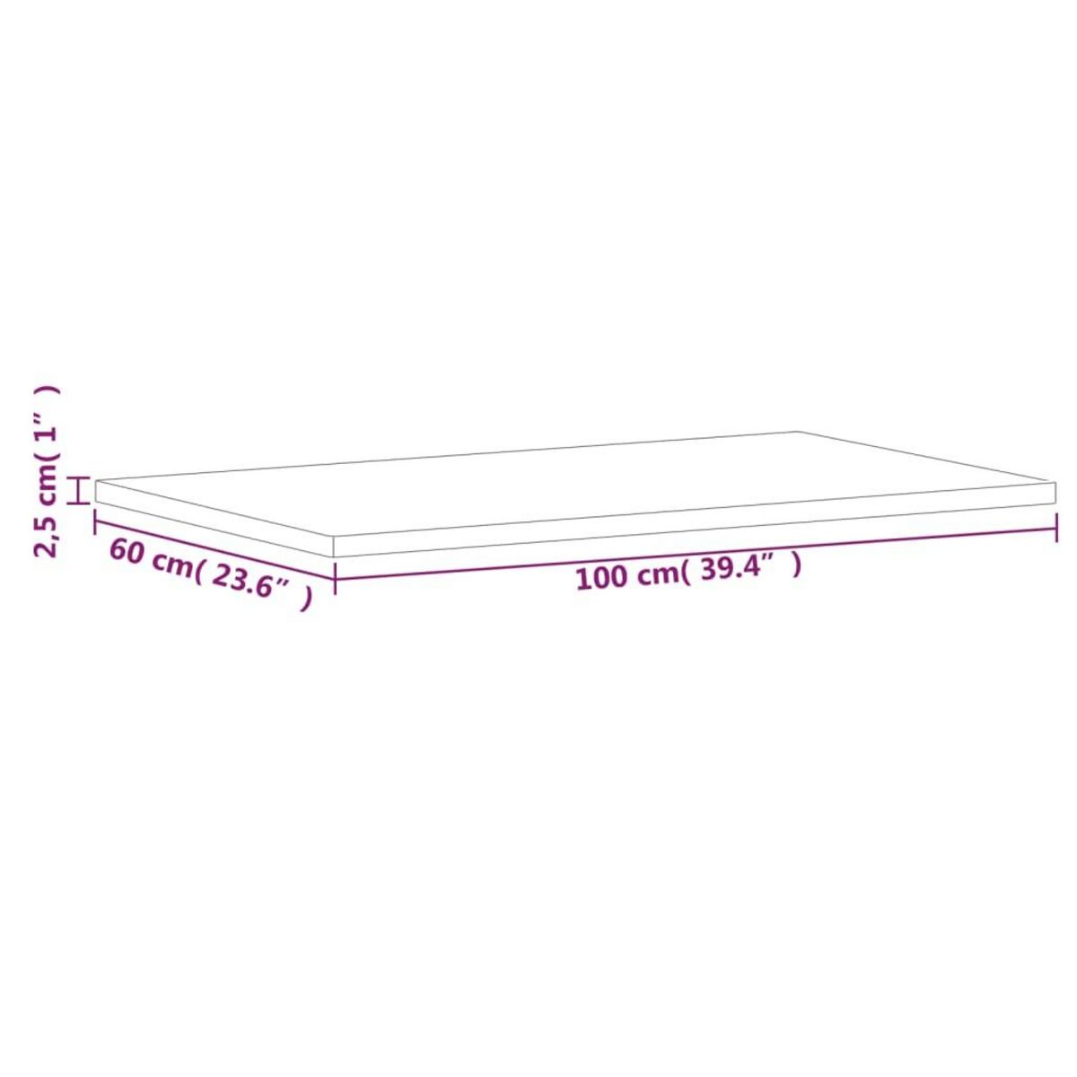 VIDAXL Dessus de table 100x60x2,5cm rectangulaire bois massif de hetre