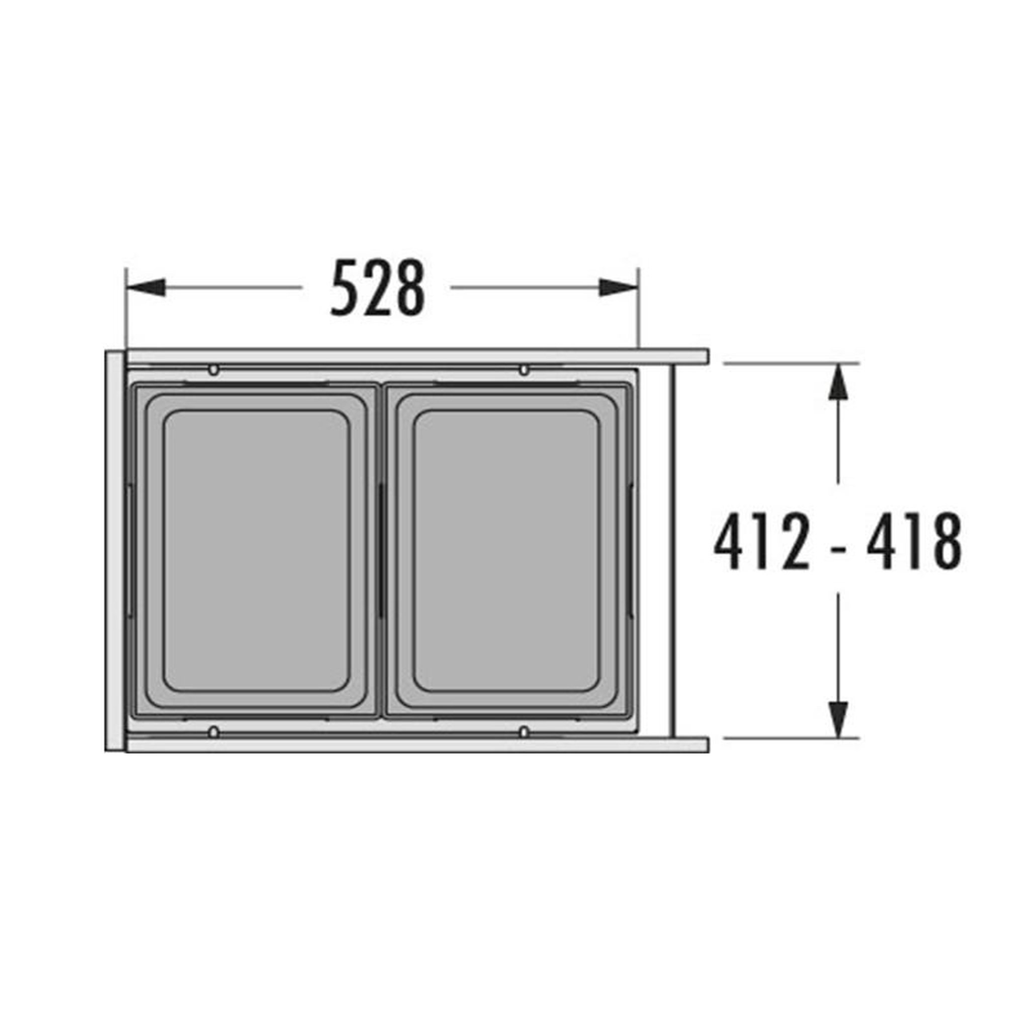 Voir la diapositive 4 : HAILO Poubelle de cuisine tri sélectif 2 bacs encastrable 80l (38+38) hailo euro cargo anthracite