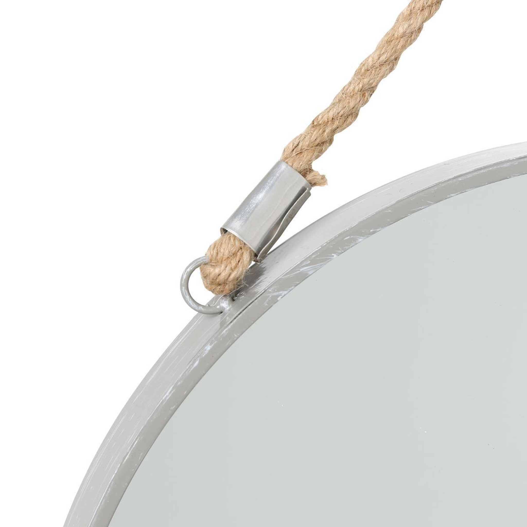 Voir la diapositive 2 : ATMOSPHERA Miroir à suspendre en métal  rond  37cm gris
