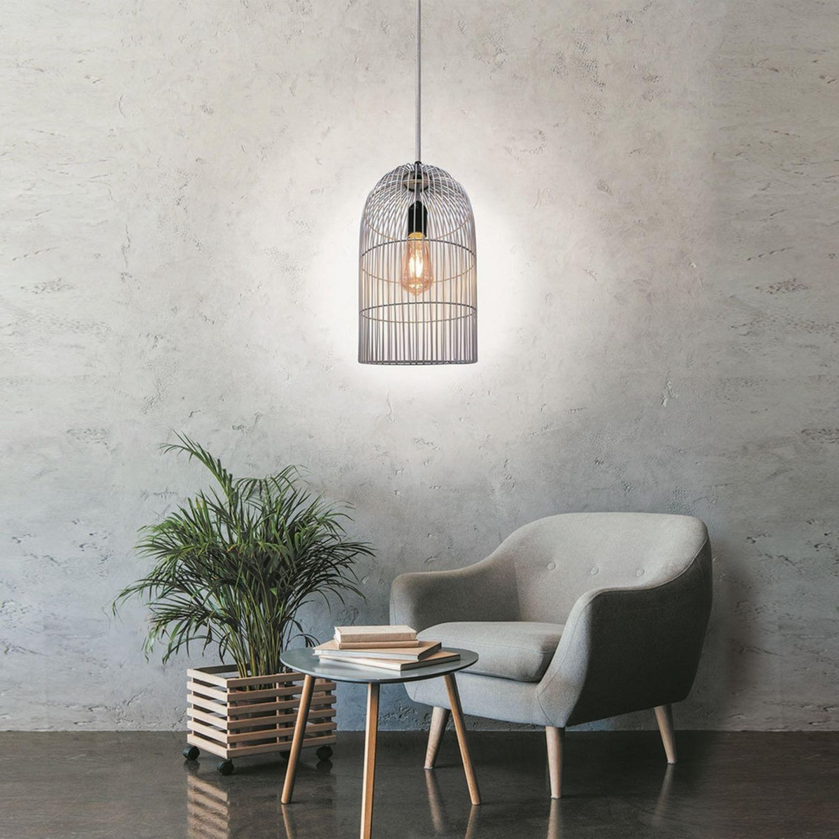 The Home Deco Factory Suspension luminaire en métal filaire Cage - Diam. 20 cm
