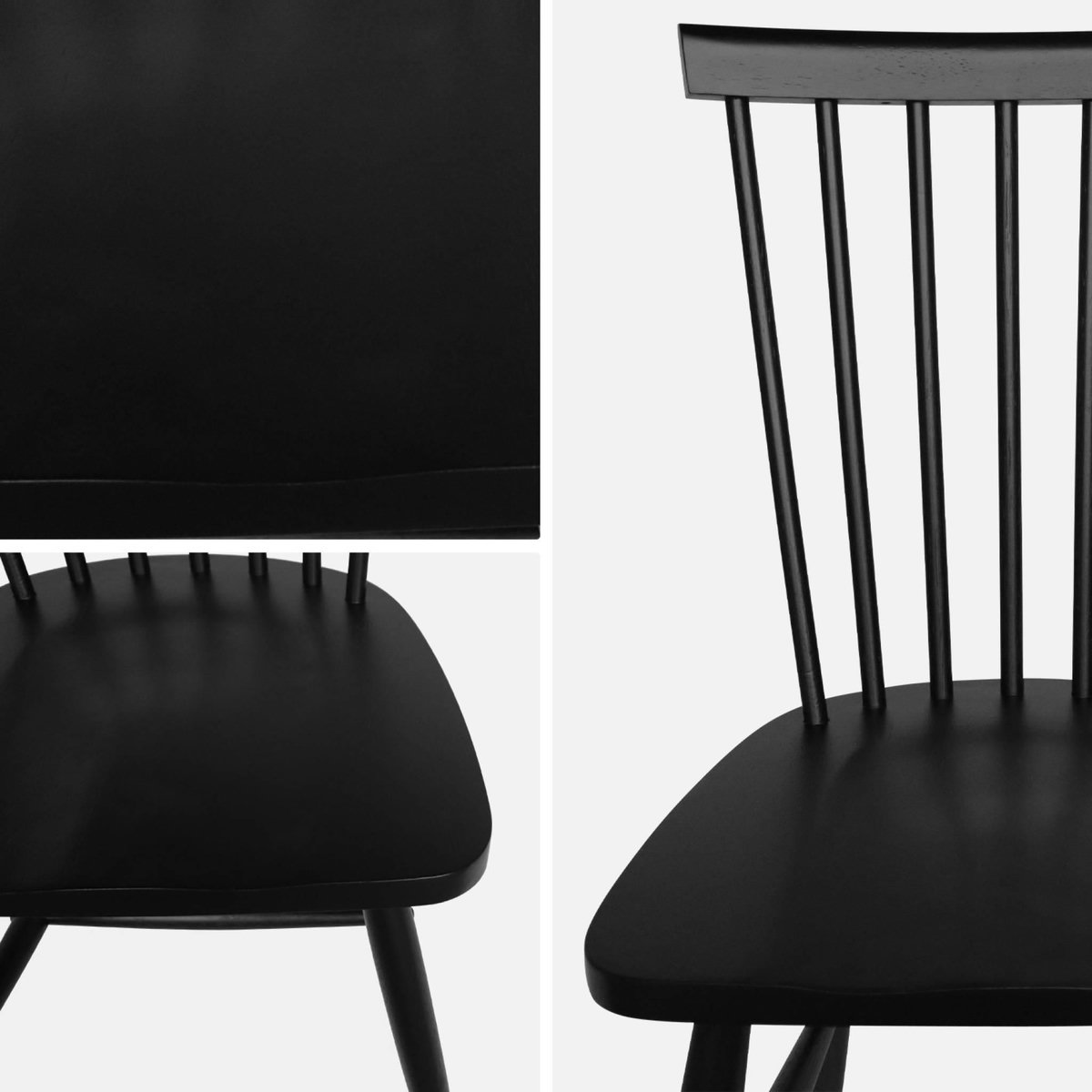 SWEEEK Lot de 4 chaises noires à barreaux en bois d'hévéa. ROMIE. L 50.8 x P 44.2 x H 90cm
