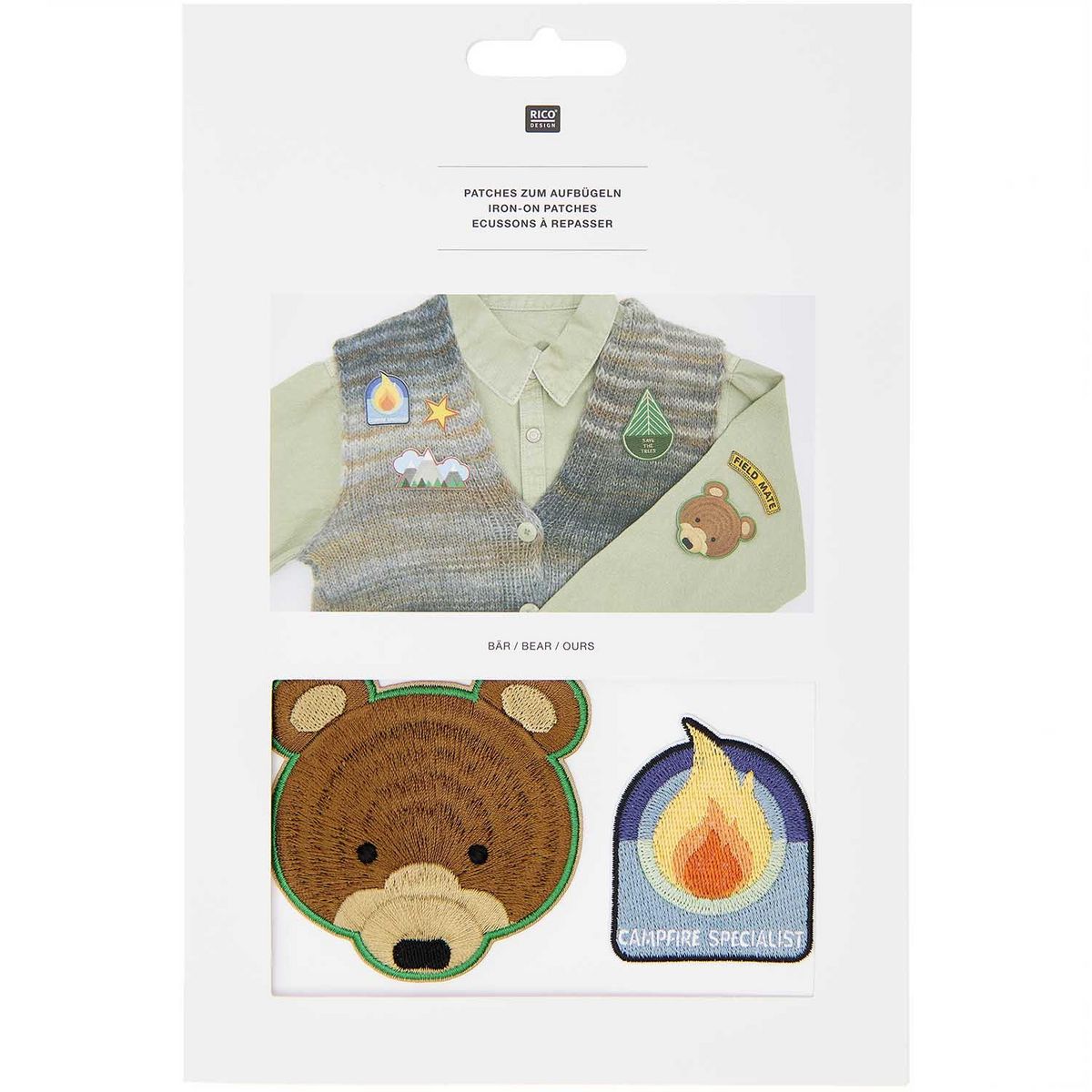 RICO DESIGN 6 Ecussons thermocollants spécial scouts ours