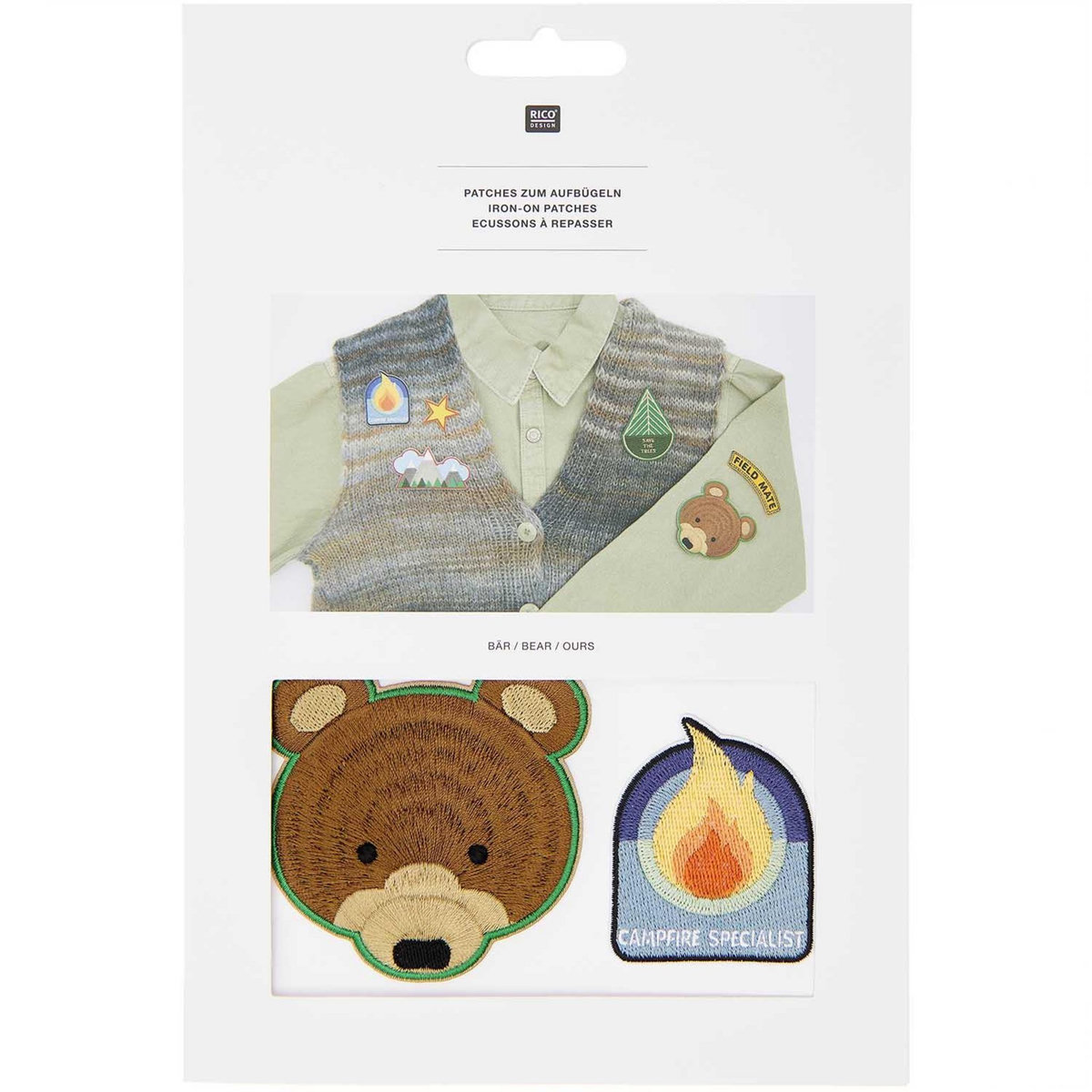 RICO DESIGN 6 Ecussons thermocollants spécial scouts ours