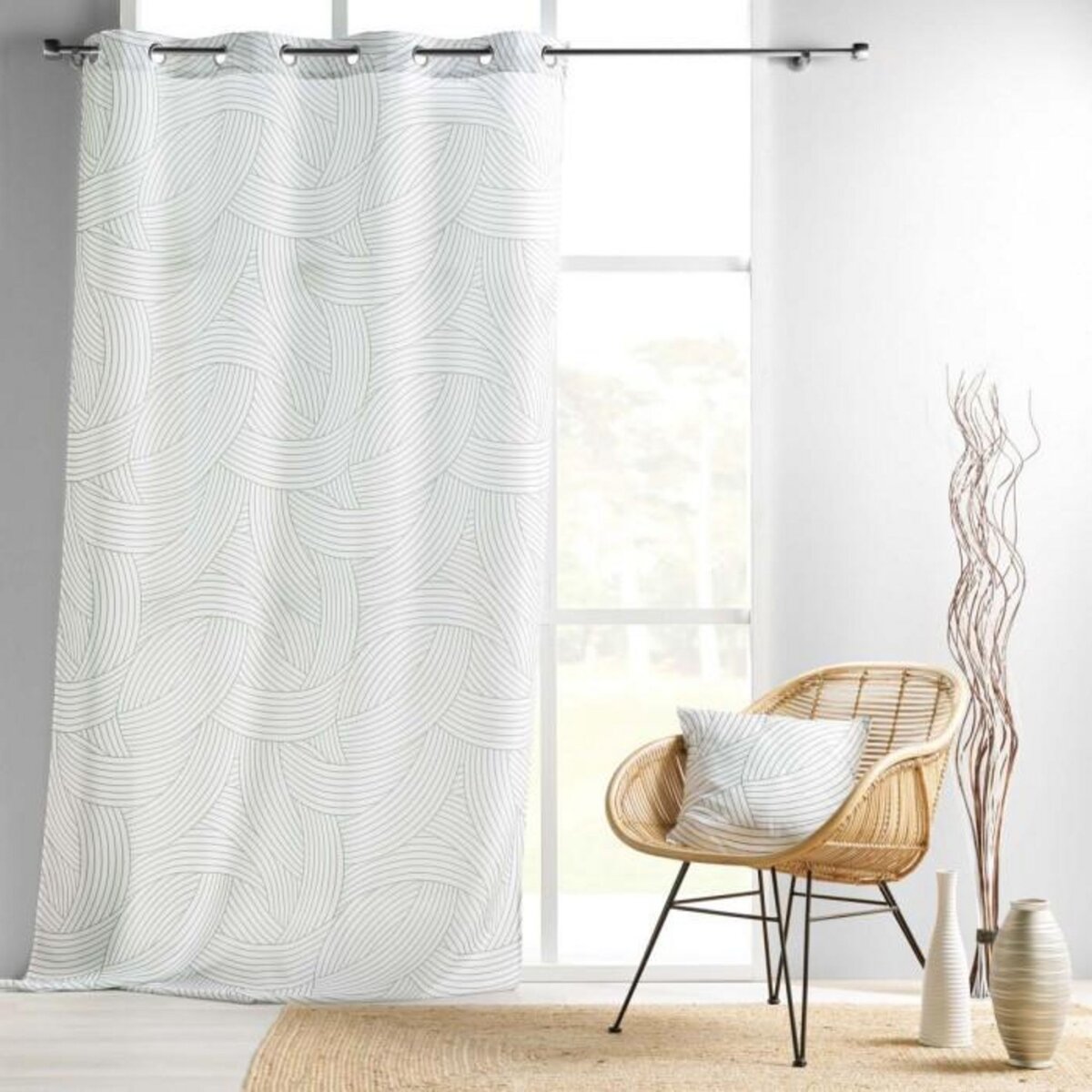 Paris Prix Rideau à Œillets Imprimé  Linea  140x260cm Blanc