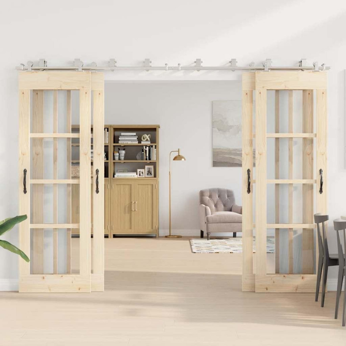 VIDAXL Kit fixation porte coulissante 366 cm Acier inoxydable Argente