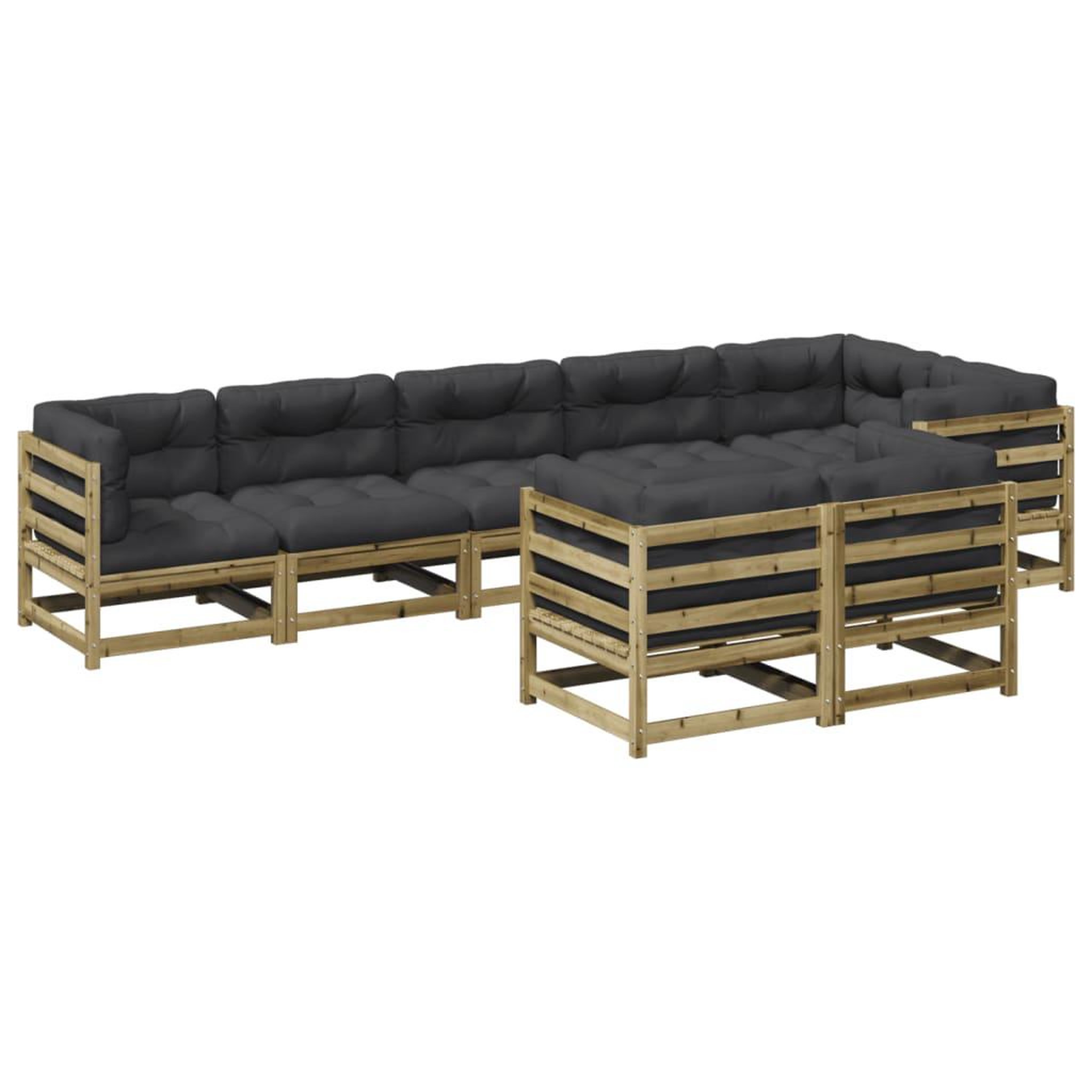 Voir la diapositive 1 : VIDAXL Salon de jardin 8 pcs avec coussins bois de pin impregne