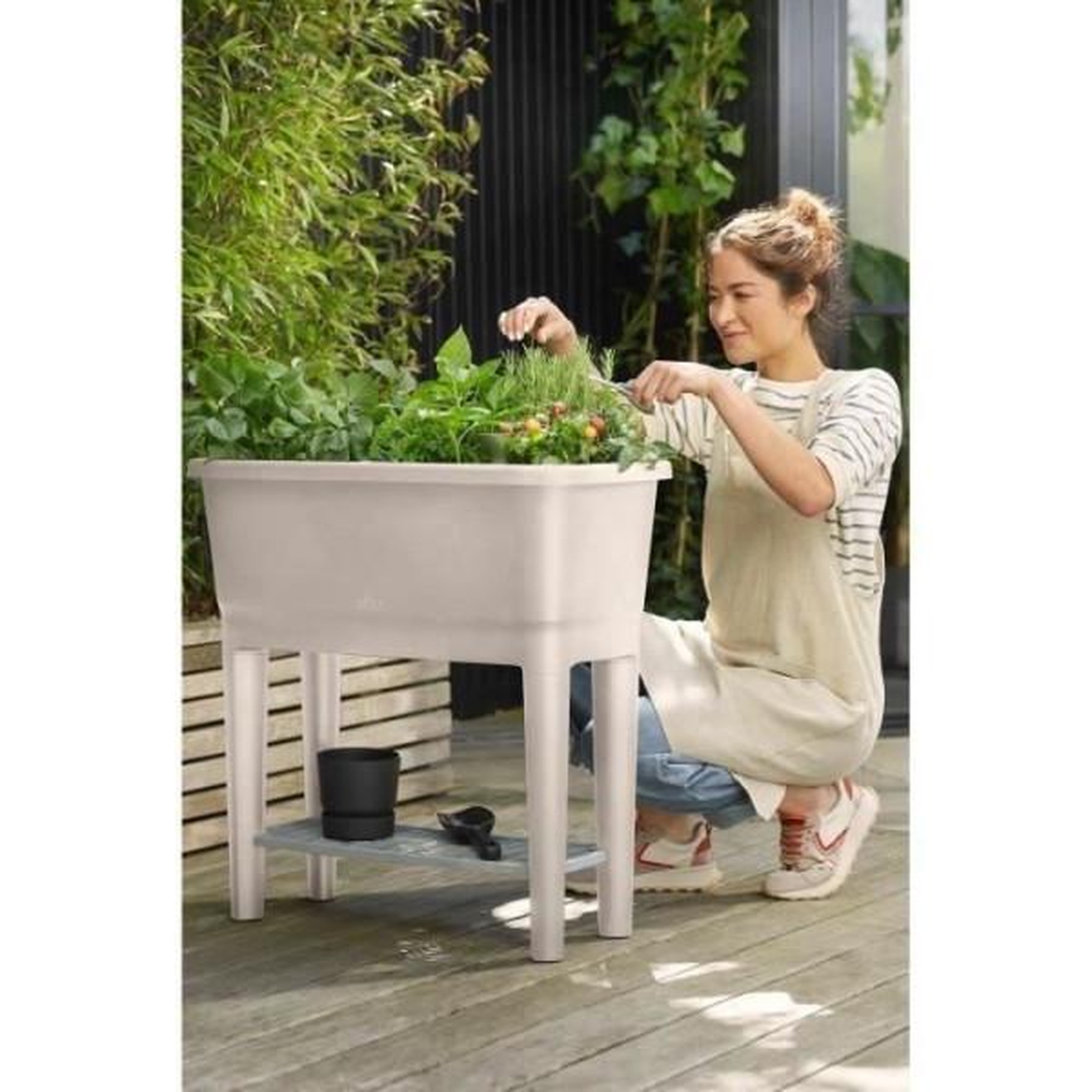 ELHO Elho noa potager sur pied - gris - l 79 x b 39 x h 94 cm - culture et récolte - 100% recyclé