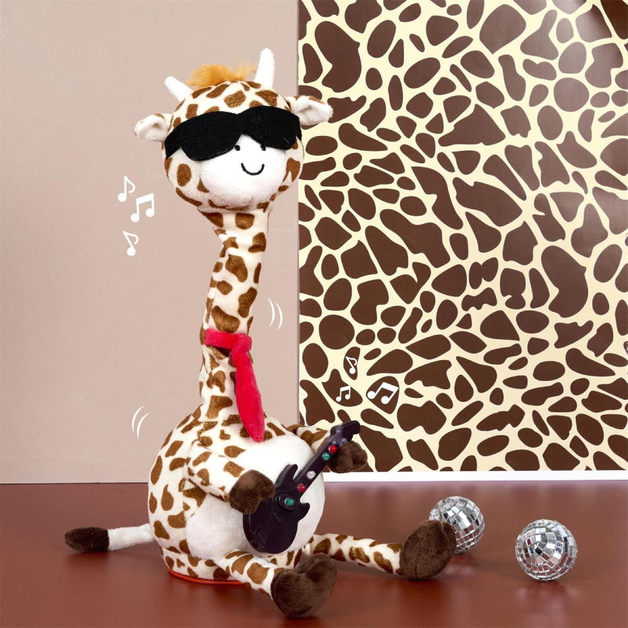 Voir la diapositive 3 : Jeux 2 momes Girafe Dansante  Musicale  34cm Marron